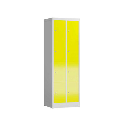 Schließfachschrank ClassiX lichtgrau, zinkgelb X-520426, 8 Schließfächer 59,0 x 50,0 x 180,0 cm
