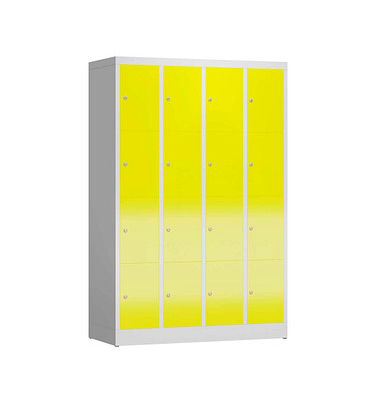 Schließfachschrank ClassiX lichtgrau, zinkgelb X-520446, 16 Schließfächer 118,5 x 50,0 x 180,0 cm