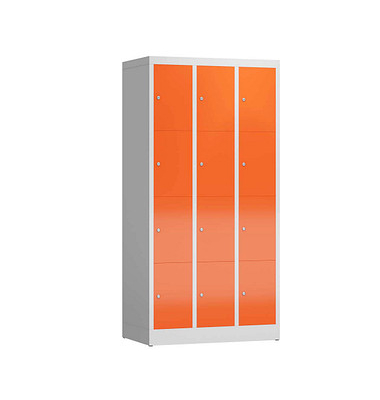 Schließfachschrank ClassiX feuerrot, lichtgrau X-520434, 12 Schließfächer 87,0 x 50,0 x 180,0 cm
