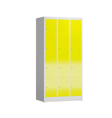 Schließfachschrank ClassiX lichtgrau, zinkgelb X-520436, 12 Schließfächer 87,0 x 50,0 x 180,0 cm