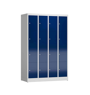 Schließfachschrank ClassiX enzianblau, lichtgrau X-520441, 16 Schließfächer 118,5 x 50,0 x 180,0 cm