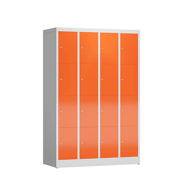 Schließfachschrank ClassiX feuerrot, lichtgrau X-520444, 16 Schließfächer 118,5 x 50,0 x 180,0 cm