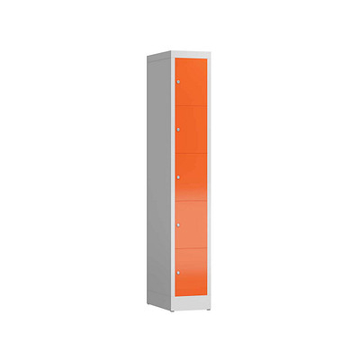 Schließfachschrank ClassiX feuerrot, lichtgrau X-520514, 5 Schließfächer 31,0 x 50,0 x 180,0 cm