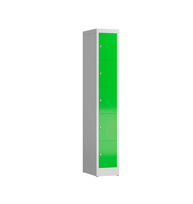 Schließfachschrank ClassiX gelbgrün, lichtgrau X-520515, 5 Schließfächer 31,0 x 50,0 x 180,0 cm