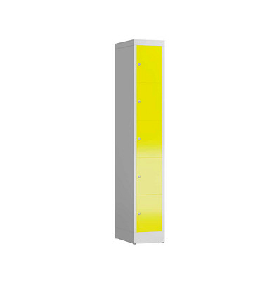 Schließfachschrank ClassiX lichtgrau, zinkgelb X-520516, 5 Schließfächer 31,0 x 50,0 x 180,0 cm