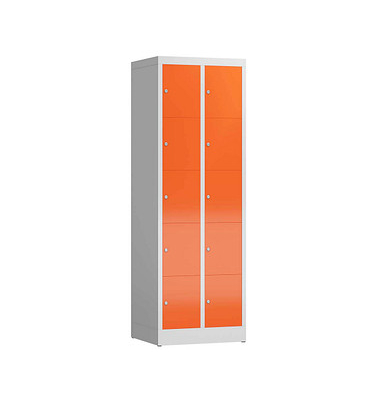 Schließfachschrank ClassiX feuerrot, lichtgrau X-520524, 10 Schließfächer 59,0 x 50,0 x 180,0 cm