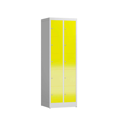 Schließfachschrank ClassiX lichtgrau, zinkgelb X-520526, 10 Schließfächer 59,0 x 50,0 x 180,0 cm