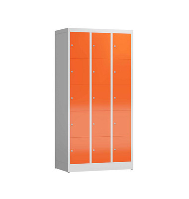 Schließfachschrank ClassiX feuerrot, lichtgrau X-520534, 15 Schließfächer 87,0 x 50,0 x 180,0 cm