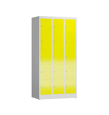 Schließfachschrank ClassiX lichtgrau, zinkgelb X-520536, 15 Schließfächer 87,0 x 50,0 x 180,0 cm