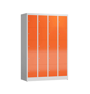 Schließfachschrank ClassiX feuerrot, lichtgrau X-520544, 20 Schließfächer 118,5 x 50,0 x 180,0 cm