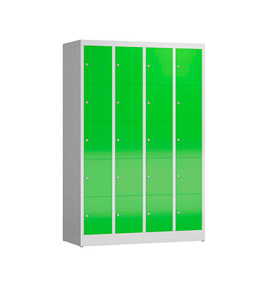 Schließfachschrank ClassiX gelbgrün, lichtgrau X-520545, 20 Schließfächer 118,5 x 50,0 x 180,0 cm