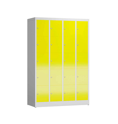 Schließfachschrank ClassiX lichtgrau, zinkgelb X-520546, 20 Schließfächer 118,5 x 50,0 x 180,0 cm
