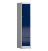 Schließfachschrank ClassiX enzianblau, lichtgrau X-523511, 5 Schließfächer 41,5 x 50,0 x 180,0 cm