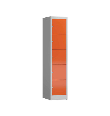 Schließfachschrank ClassiX feuerrot, lichtgrau X-523514, 5 Schließfächer 41,5 x 50,0 x 180,0 cm