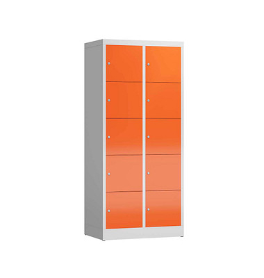 Schließfachschrank ClassiX feuerrot, lichtgrau X-523524, 10 Schließfächer 80,0 x 50,0 x 180,0 cm