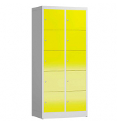 Schließfachschrank ClassiX lichtgrau, zinkgelb X-523526, 10 Schließfächer 80,0 x 50,0 x 180,0 cm