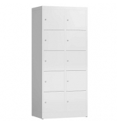 Schließfachschrank ClassiX signalweiß X-523527, 10 Schließfächer 80,0 x 50,0 x 180,0 cm