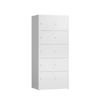 Schließfachschrank ClassiX signalweiß X-523527, 10 Schließfächer 80,0 x 50,0 x 180,0 cm