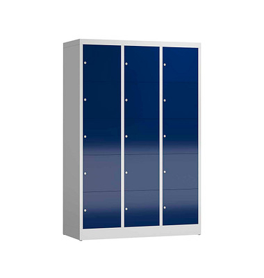 Schließfachschrank ClassiX enzianblau, lichtgrau X-523531, 15 Schließfächer 118,5 x 50,0 x 180,0 cm