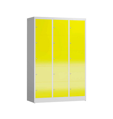 Schließfachschrank ClassiX lichtgrau, zinkgelb X-523536, 15 Schließfächer 118,5 x 50,0 x 180,0 cm