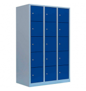 Schließfachschrank enzianblau, lichtgrau 523931, 15 Schließfächer 118,5 x 50,0 x 190,0 cm