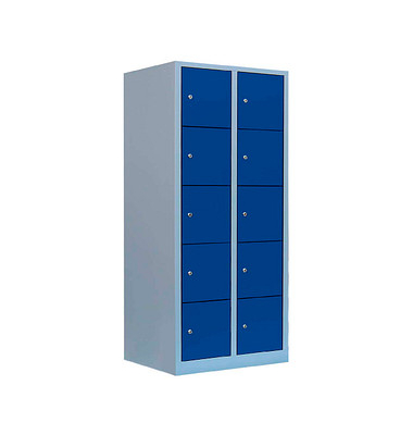 Schließfachschrank enzianblau, lichtgrau 523921, 10 Schließfächer 80,0 x 50,0 x 190,0 cm