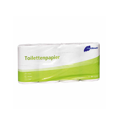 Toilettenpapier  9202, 2-lagig, weiß, 250 Blatt/ Rolle,