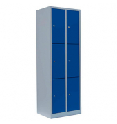 Schließfachschrank enzianblau, lichtgrau 520321, 6 Schließfächer 60,0 x 50,0 x 180,0 cm