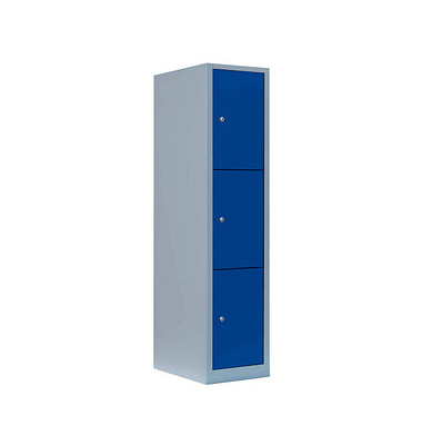 Schließfachschrank enzianblau, lichtgrau 523311, 3 Schließfächer 41,5 x 50,0 x 180,0 cm