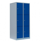 Schließfachschrank enzianblau, lichtgrau 523321, 6 Schließfächer 80,0 x 50,0 x 180,0 cm