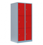 Schließfachschrank feuerrot, lichtgrau 523324, 6 Schließfächer 80,0 x 50,0 x 180,0 cm