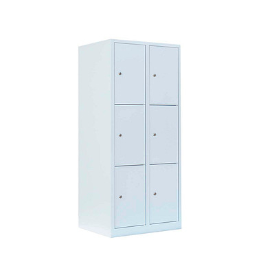 Schließfachschrank signalweiß 523327, 6 Schließfächer 80,0 x 50,0 x 180,0 cm
