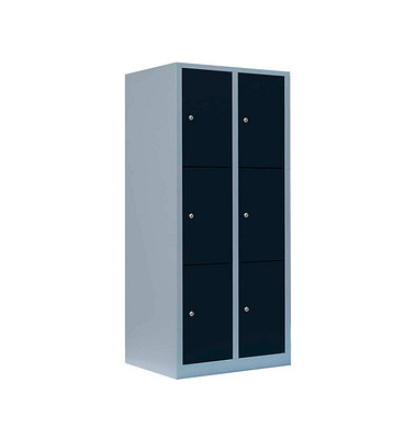 Schließfachschrank anthrazit, lichtgrau 523328, 6 Schließfächer 80,0 x 50,0 x 180,0 cm