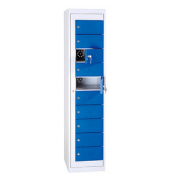 Schließfachschrank enzianblau, lichtgrau 526101, 10 Schließfächer 40,0 x 50,0 x 180,0 cm
