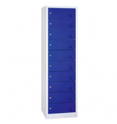 Schließfachschrank enzianblau, lichtgrau 526431, 10 Schließfächer 50,0 x 50,0 x 180,0 cm