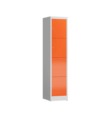 Schließfachschrank ClassiX feuerrot, lichtgrau X-523414, 4 Schließfächer 41,5 x 50,0 x 180,0 cm