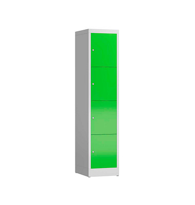 Schließfachschrank ClassiX gelbgrün, lichtgrau X-523415, 4 Schließfächer 41,5 x 50,0 x 180,0 cm