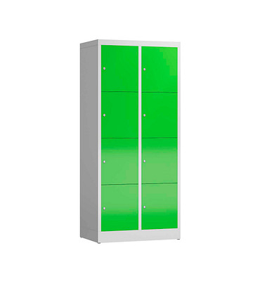 Schließfachschrank ClassiX gelbgrün, lichtgrau X-523425, 8 Schließfächer 80,0 x 50,0 x 180,0 cm