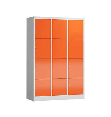 Schließfachschrank ClassiX feuerrot, lichtgrau X-523434, 12 Schließfächer 118,5 x 50,0 x 180,0 cm