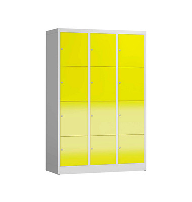 Schließfachschrank ClassiX lichtgrau, zinkgelb X-523436, 12 Schließfächer 118,5 x 50,0 x 180,0 cm