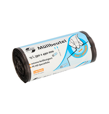 Müllbeutel 44902 UNIVERSAL PLUS, grau, 15 Liter, extrastark