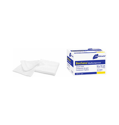 Mull-Kompressen BeeSana 1012 weiß 10,0 x 10,0 cm