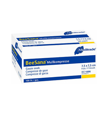 Mull-Kompressen BeeSana 1006 weiß 7,5 x 7,5 cm Mull-Kompressen BeeSana 1006 weiß 7,5 x 7,5 cm