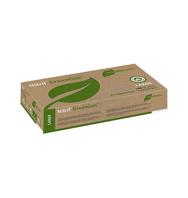 Einweghandschuhe Nitril GreenGen, Nitril, lebensmittelecht, grün, Größe 9 / L,