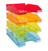 Briefablage Combo Midi Linicolor 113299SETD, A4, transluzent- rot/orange/grün/blau, Polystyrol stapelbar