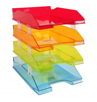 Briefablage Combo Midi Linicolor 113299SETD, A4, transluzent- rot/orange/gr&uuml;n/blau, Polystyrol stapelbar