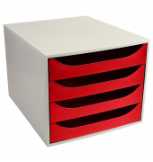 Schubladenbox Ecobox 2286107D A4+ 4Schübe offen grrt