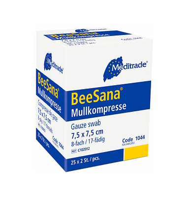 Mull-Kompressen BeeSana 1044 weiß 7,5 x 7,5 cm