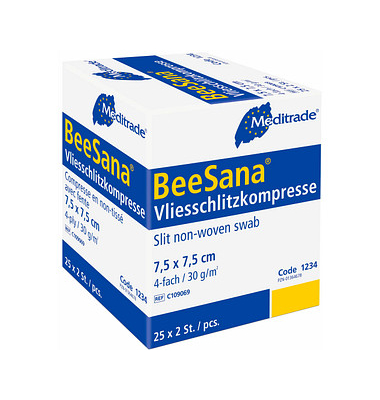 Vlies-Kompressen BeeSana 1243 weiß 7,5 x 7,5 cm Vlies-Kompressen BeeSana 1243 weiß 7,5 x 7,5 cm