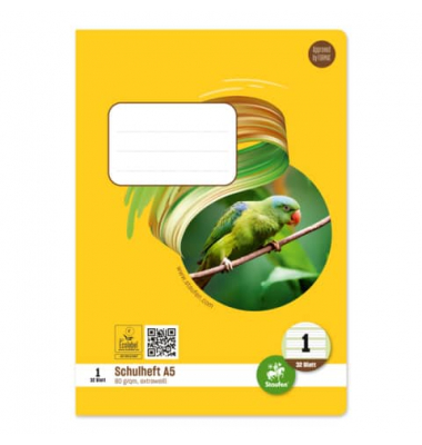 Schulheft 040532001 Style, Lineatur 1 / Lineatur 1, A5, 80g, gelb, 32 Blatt / 64 Seiten